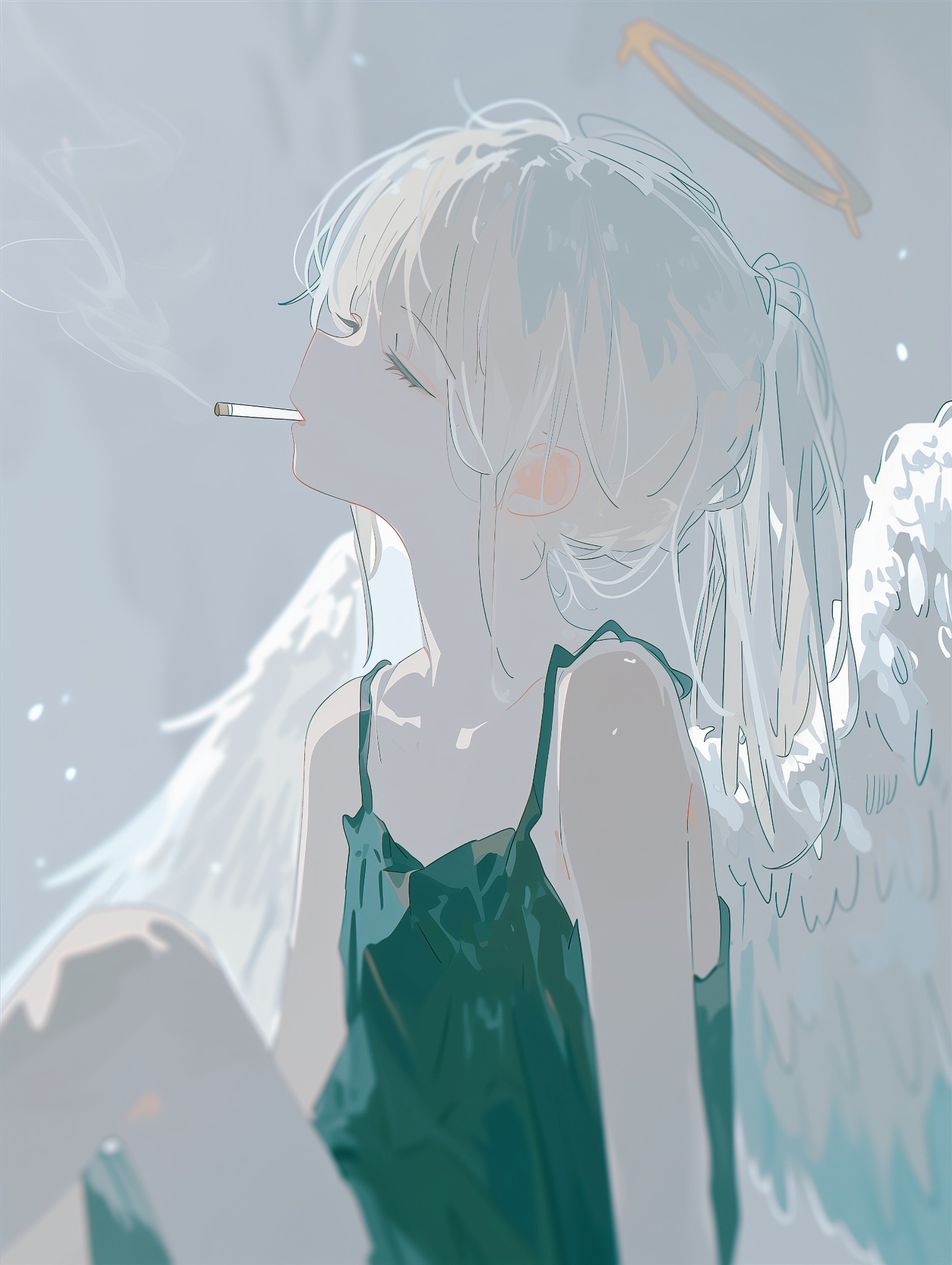 青い光と翼をモチーフにしたWS studioのAIイラスト・AIアート作品